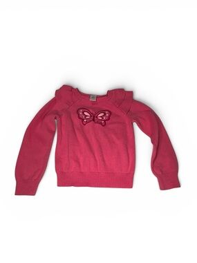 Gymboree Girls Sweater Pink Butterfly Classic Preppy M (7-8) Cotton Long Sleeve